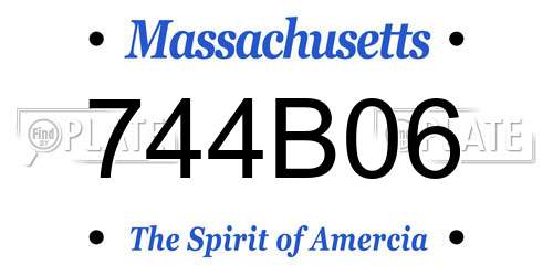 744B06 Massachusetts License Plate
