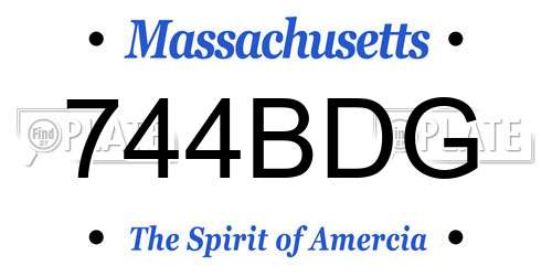 744BDG Massachusetts License Plate