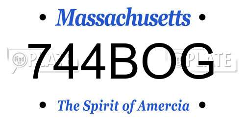 744BOG Massachusetts License Plate
