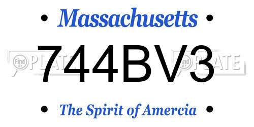 744BV3 Massachusetts License Plate
