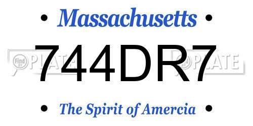 744DR7 Massachusetts License Plate
