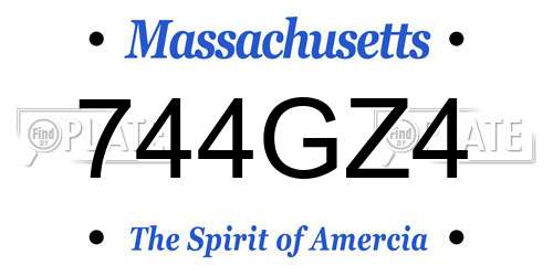 744GZ4 Massachusetts License Plate