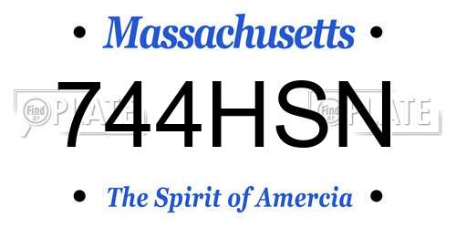 744HSN Massachusetts License Plate
