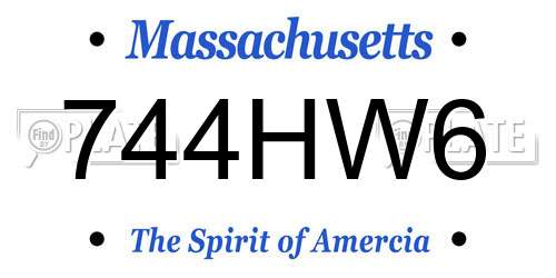 744HW6 Massachusetts License Plate