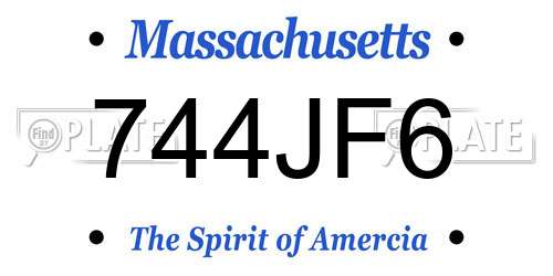 744JF6 Massachusetts License Plate