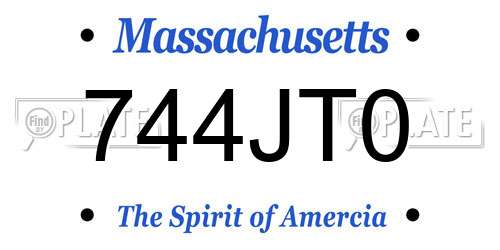 744JT0 Massachusetts License Plate