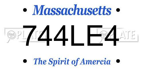 744LE4 Massachusetts License Plate