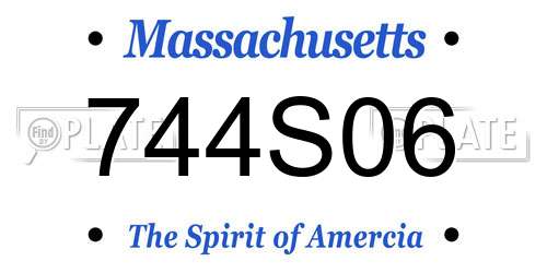 744S06 Massachusetts License Plate