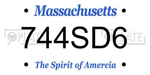 744SD6 Massachusetts License Plate