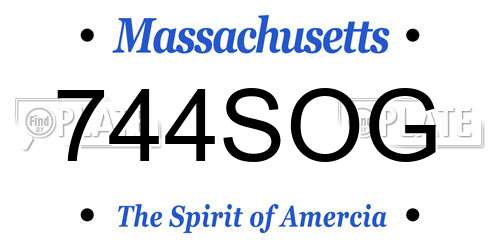 744SOG Massachusetts License Plate