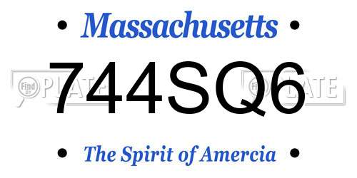 744SQ6 Massachusetts License Plate