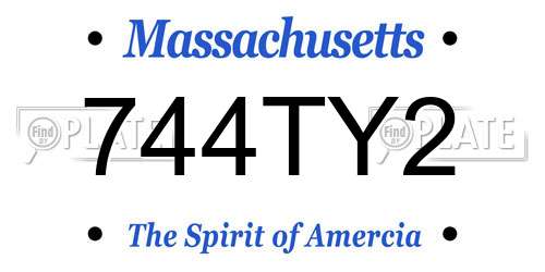 744TY2 Massachusetts License Plate