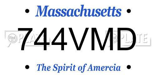744VMD Massachusetts License Plate