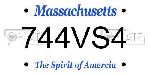744VS4 Massachusetts License Plate