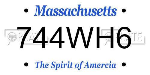 744WH6 Massachusetts License Plate