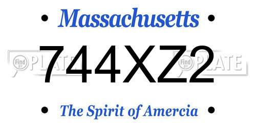 744XZ2 Massachusetts License Plate