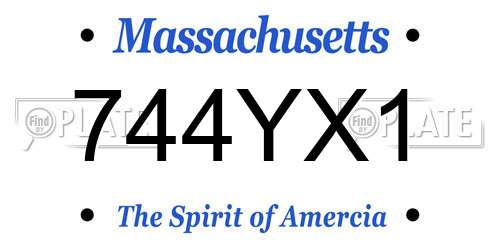 744YX1 Massachusetts License Plate