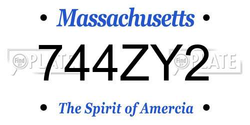 744ZY2 Massachusetts License Plate