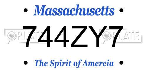 744ZY7 Massachusetts License Plate