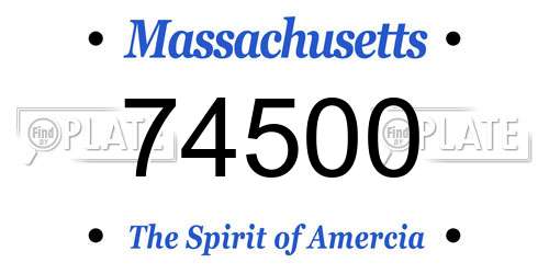 74500 Massachusetts License Plate