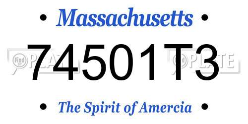 74501T3 Massachusetts License Plate