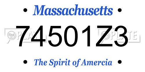 74501Z3 Massachusetts License Plate