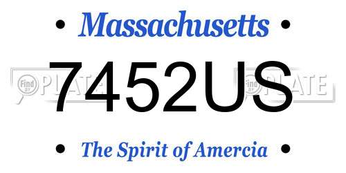 7452US Massachusetts License Plate