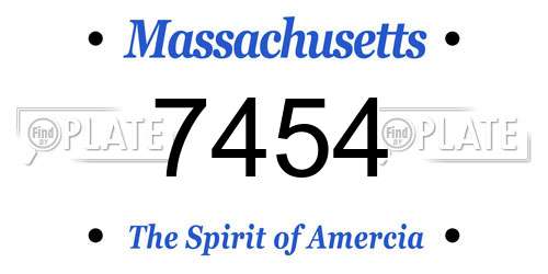 7454 Massachusetts License Plate