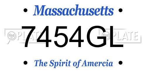 7454GL Massachusetts License Plate