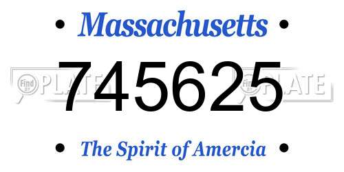 745625 Massachusetts License Plate