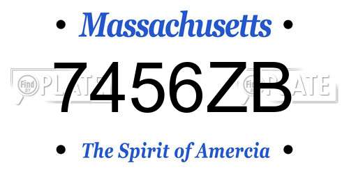 7456ZB Massachusetts License Plate