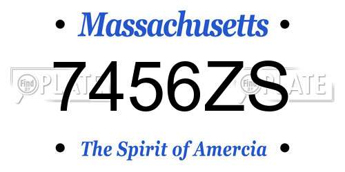 7456ZS Massachusetts License Plate