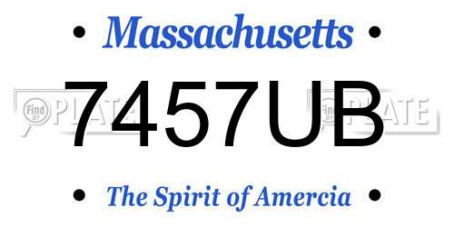 7457UB Massachusetts License Plate