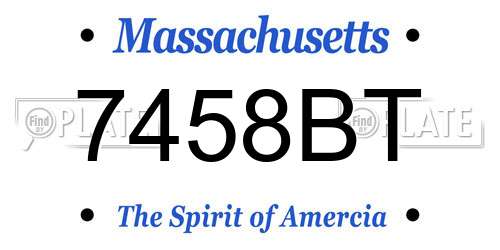 7458BT Massachusetts License Plate