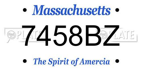 7458BZ Massachusetts License Plate