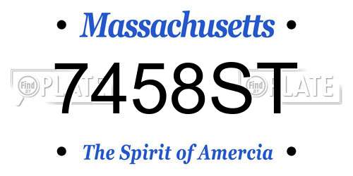 7458ST Massachusetts License Plate