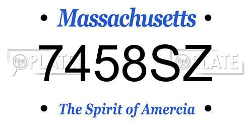 7458SZ Massachusetts License Plate