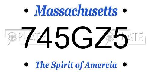 745GZ5 Massachusetts License Plate