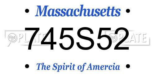 745S52 Massachusetts License Plate
