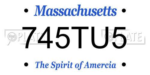 745TU5 Massachusetts License Plate