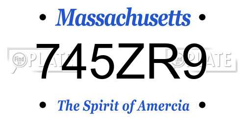 745ZR9 Massachusetts License Plate