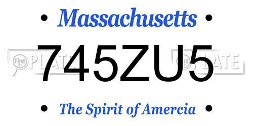 745ZU5 Massachusetts License Plate
