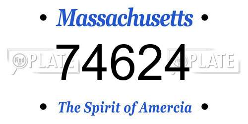 74624 Massachusetts License Plate