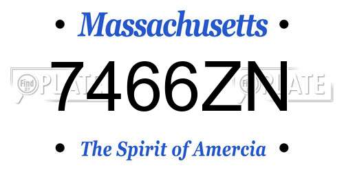 7466ZN Massachusetts License Plate