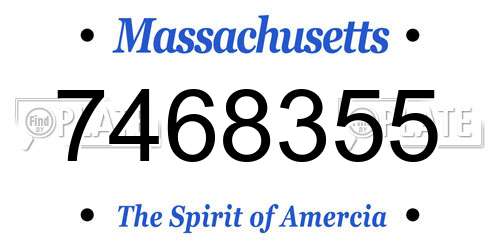 7468355 Massachusetts License Plate