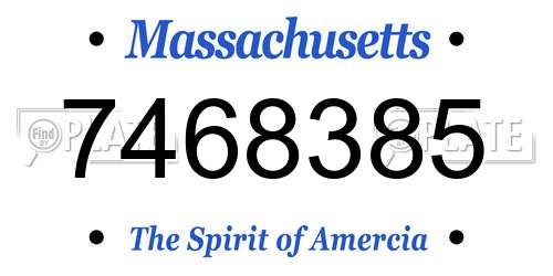 7468385 Massachusetts License Plate