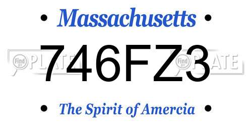 746FZ3 Massachusetts License Plate