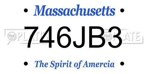 746JB3 Massachusetts License Plate