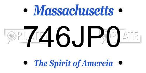 746JP0 Massachusetts License Plate
