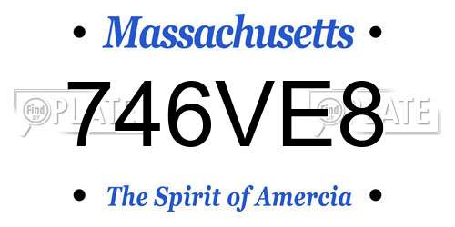 746VE8 Massachusetts License Plate